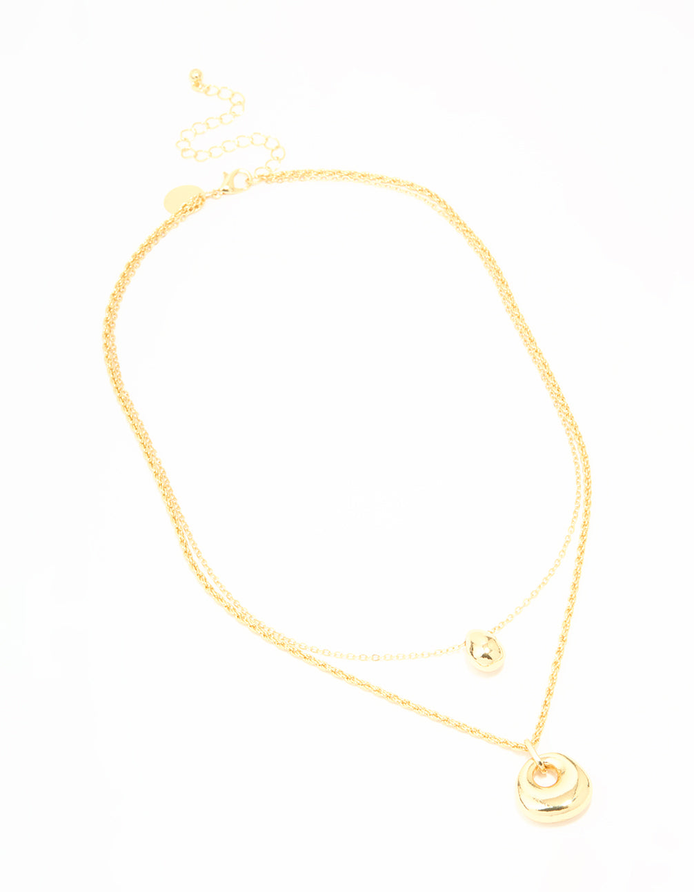 Gold Plated Organic Oval Layered Necklace