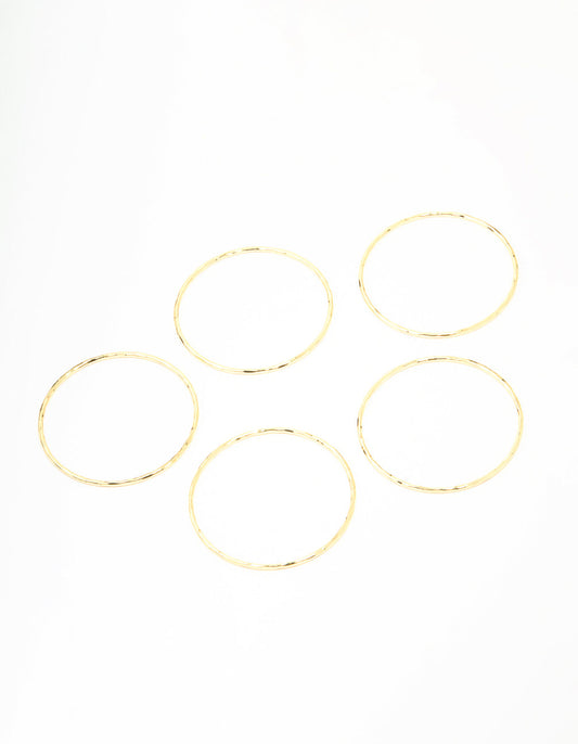 Gold Plated Textured Bangles 5-Pack