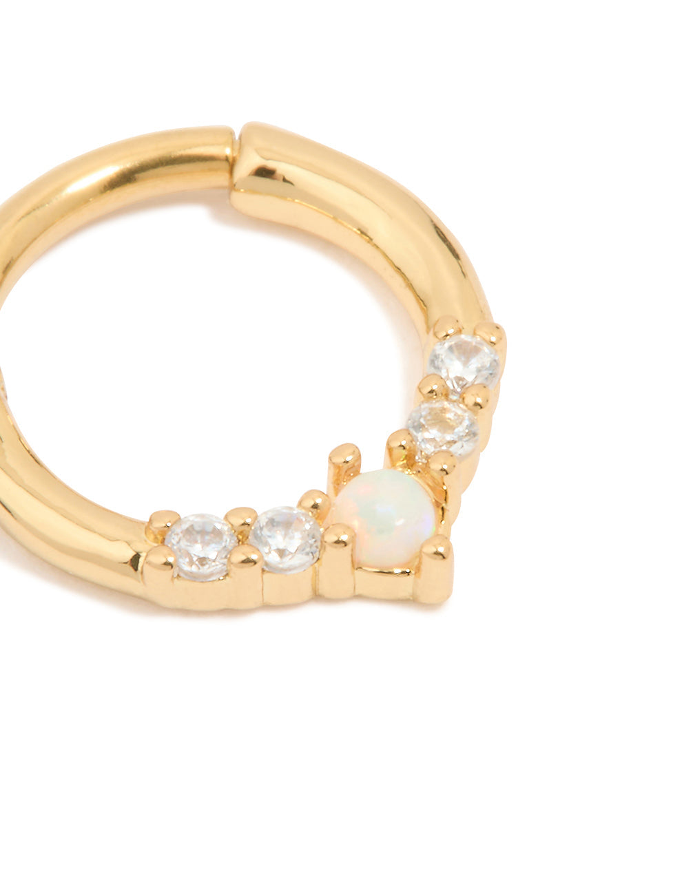 Gold Plated Surgical Steel Cubic Zirconia Marquise Clicker Ring