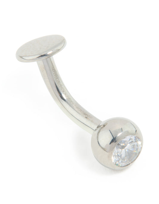 Surgical Steel Cubic Zirconia Single Belly Bar