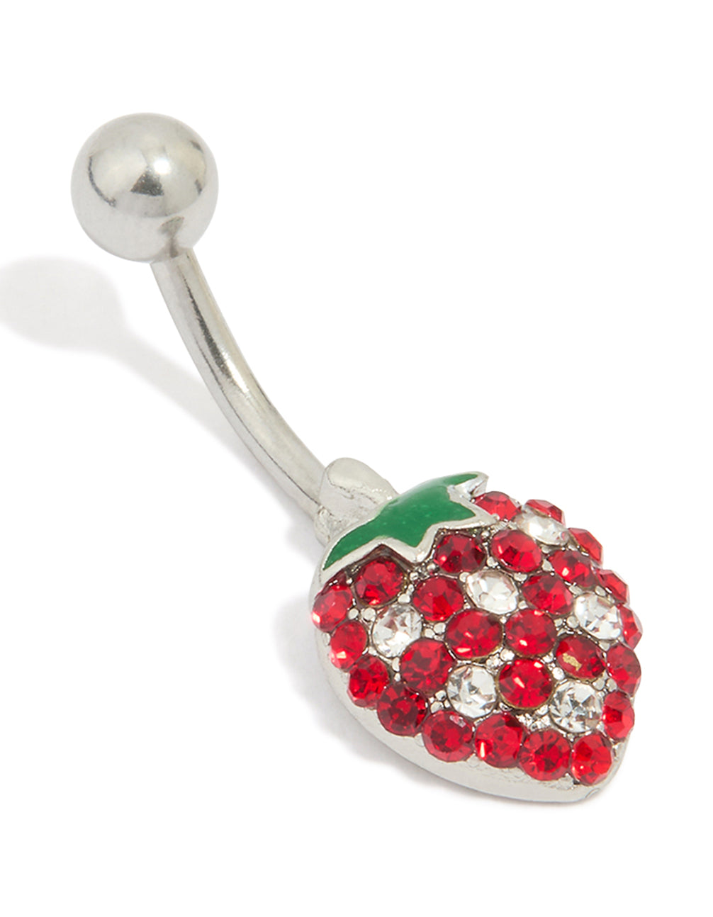 Surgical Steel Diamante Strawberry Drop Belly Bar