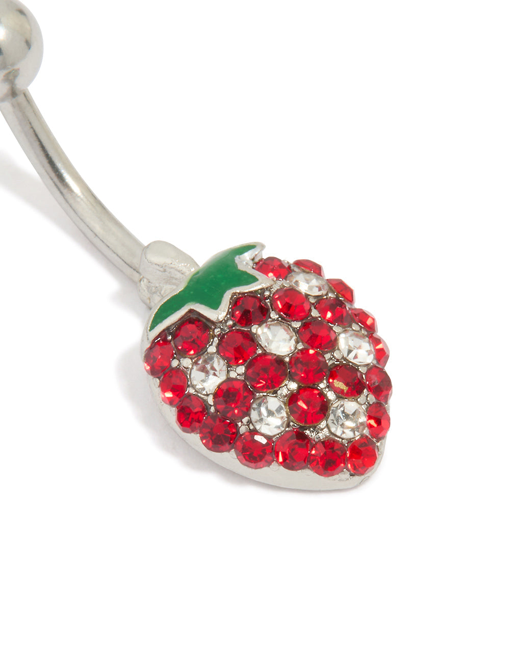 Surgical Steel Diamante Strawberry Drop Belly Bar