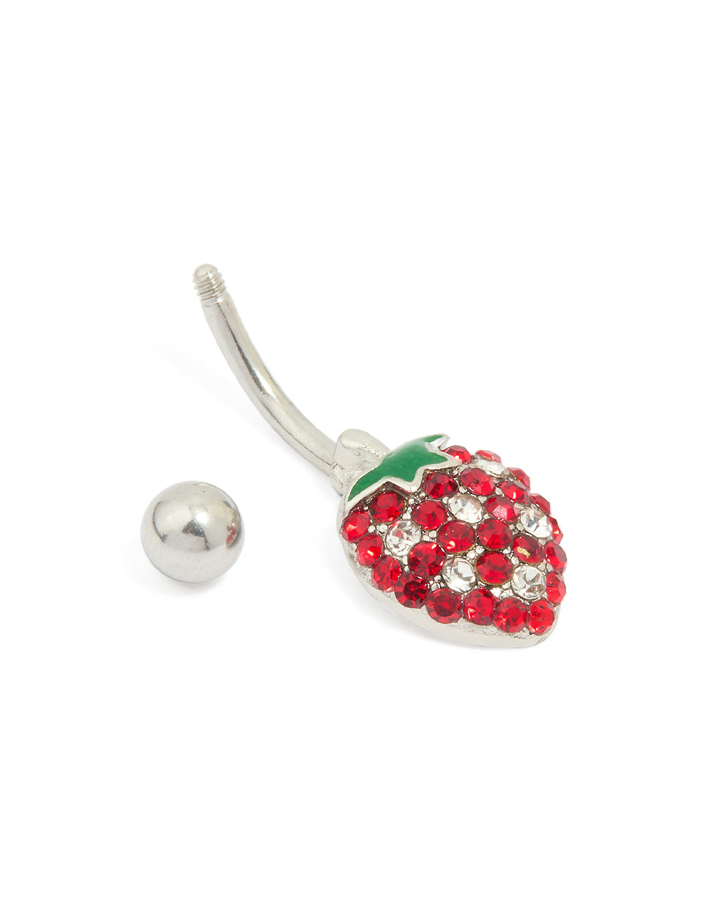 Surgical Steel Diamante Strawberry Drop Belly Bar