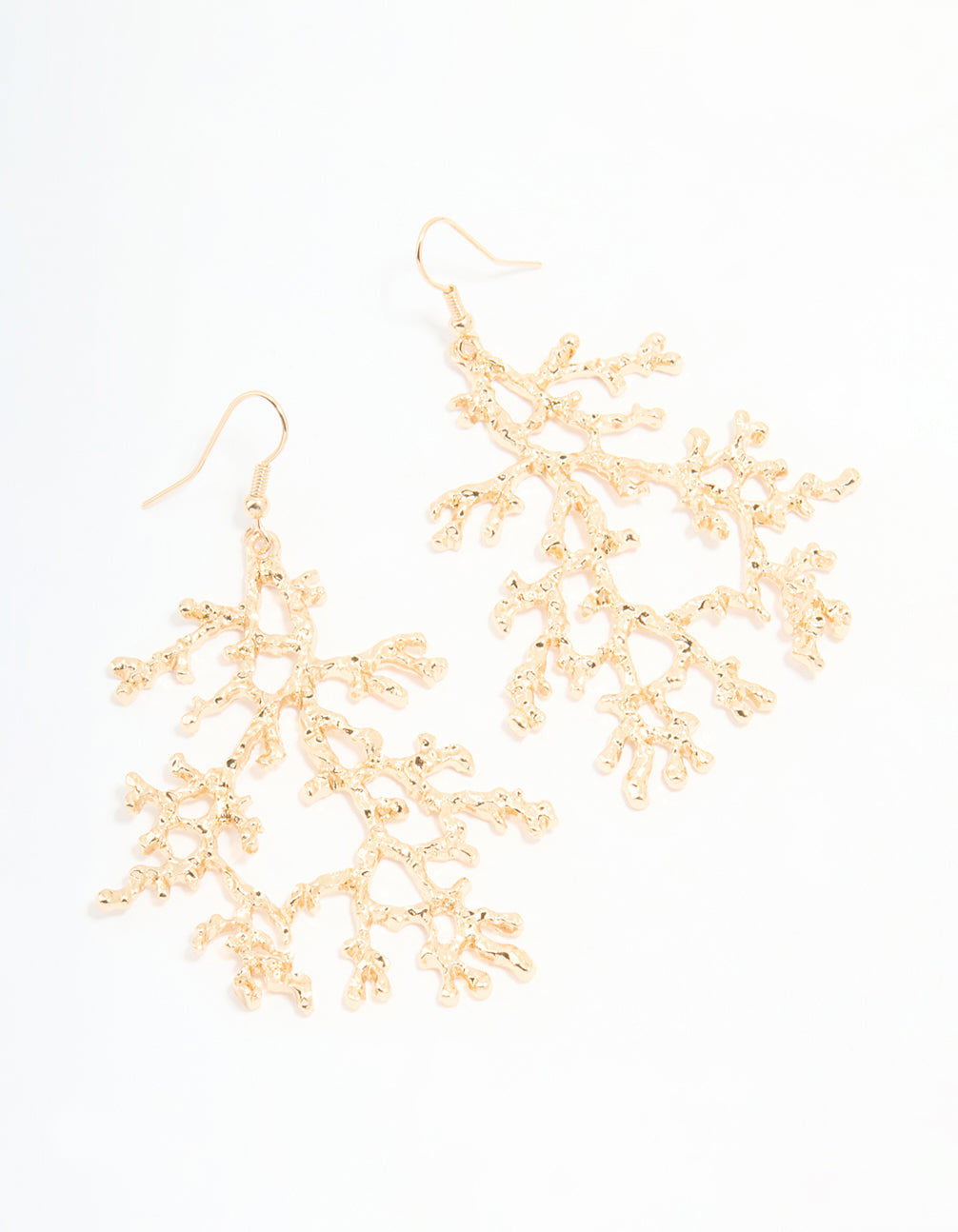 Gold Coral Branch Drop Earrings