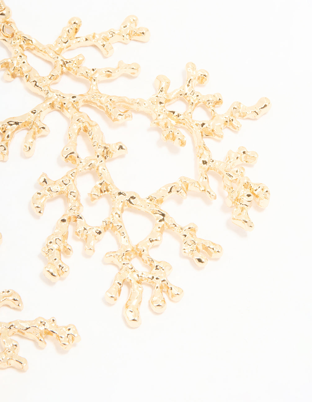 Gold Coral Branch Drop Earrings