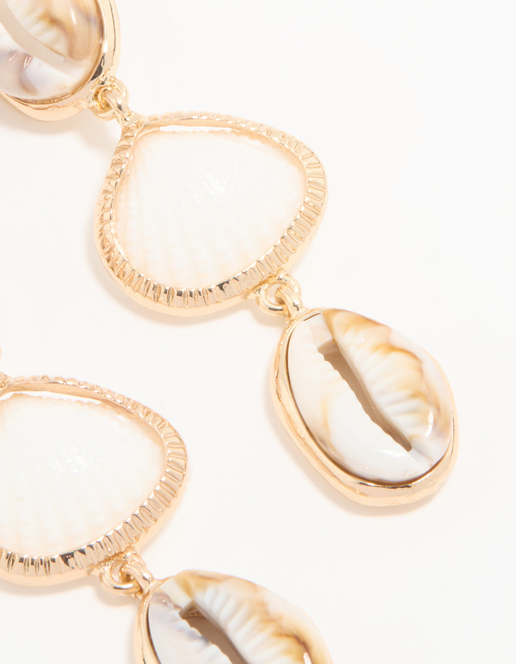 Gold Shell Tiered Drop Earrings