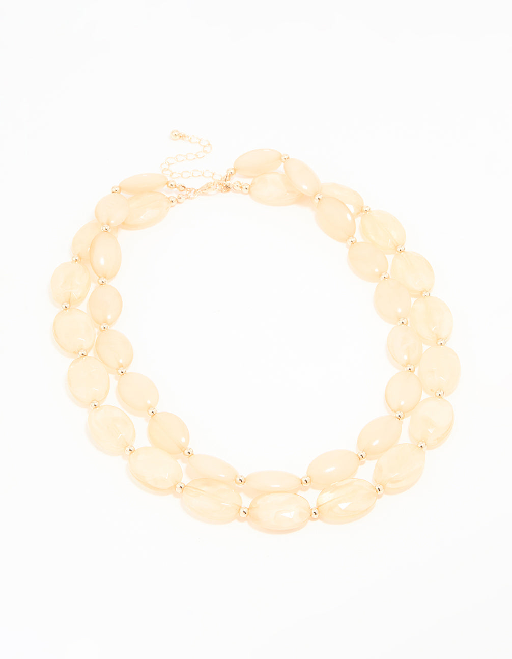 Neutral Beaded Flat Oval Layered Necklace