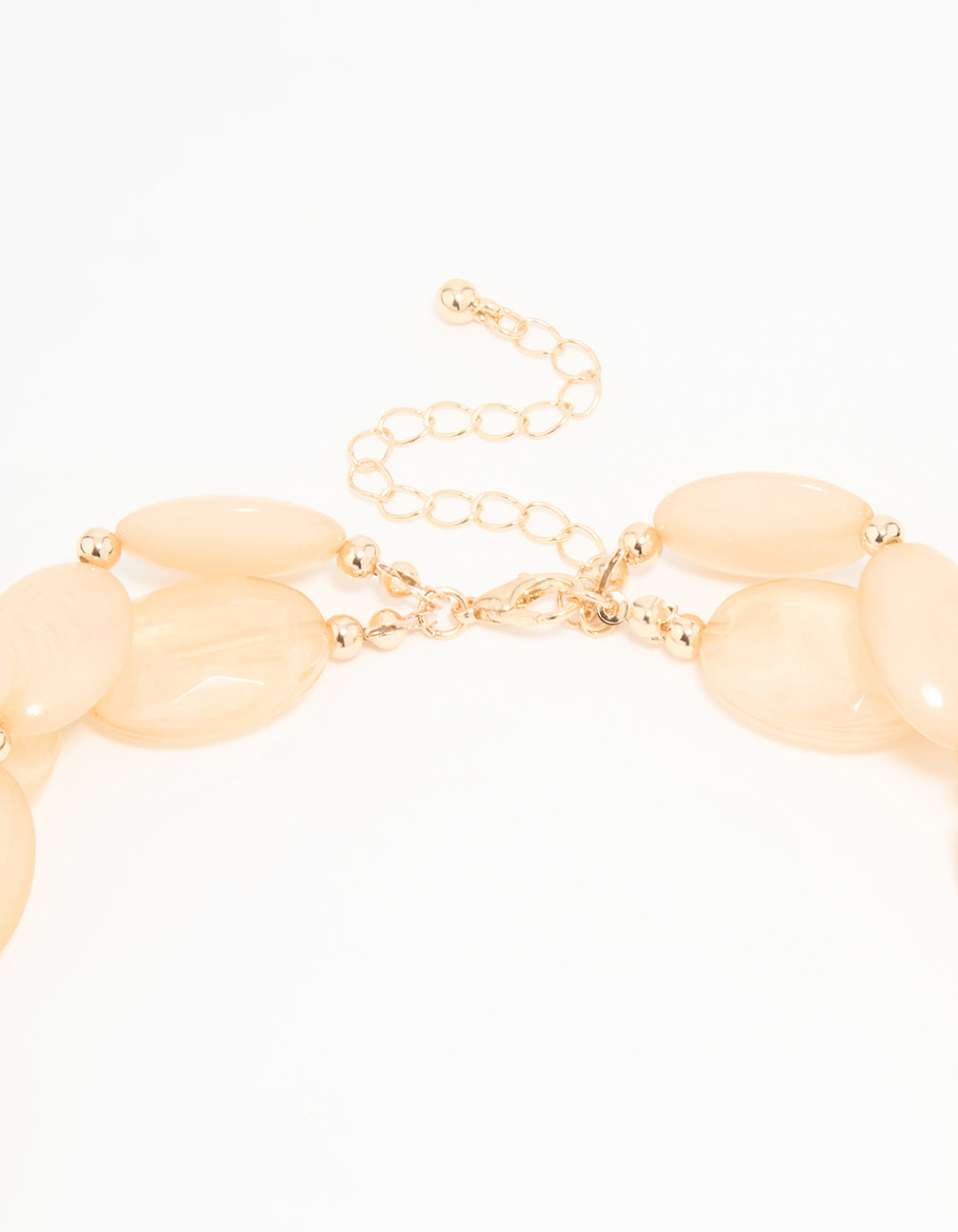 Neutral Beaded Flat Oval Layered Necklace