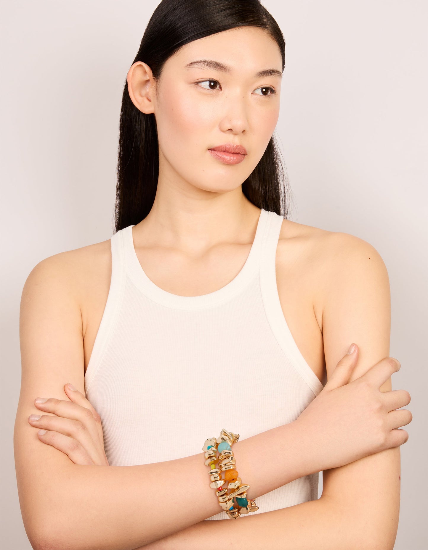 Multicoloured Chipped Beaded Stretch Bracelets 2-Pack