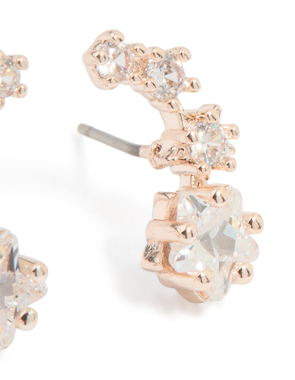 Rose Gold Plated Cubic Zirconia Graduating Star Stud Earrings