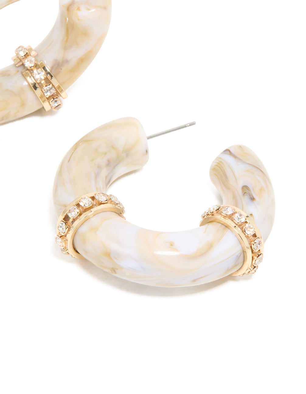 White Acrylic Diamante Hoop Earrings