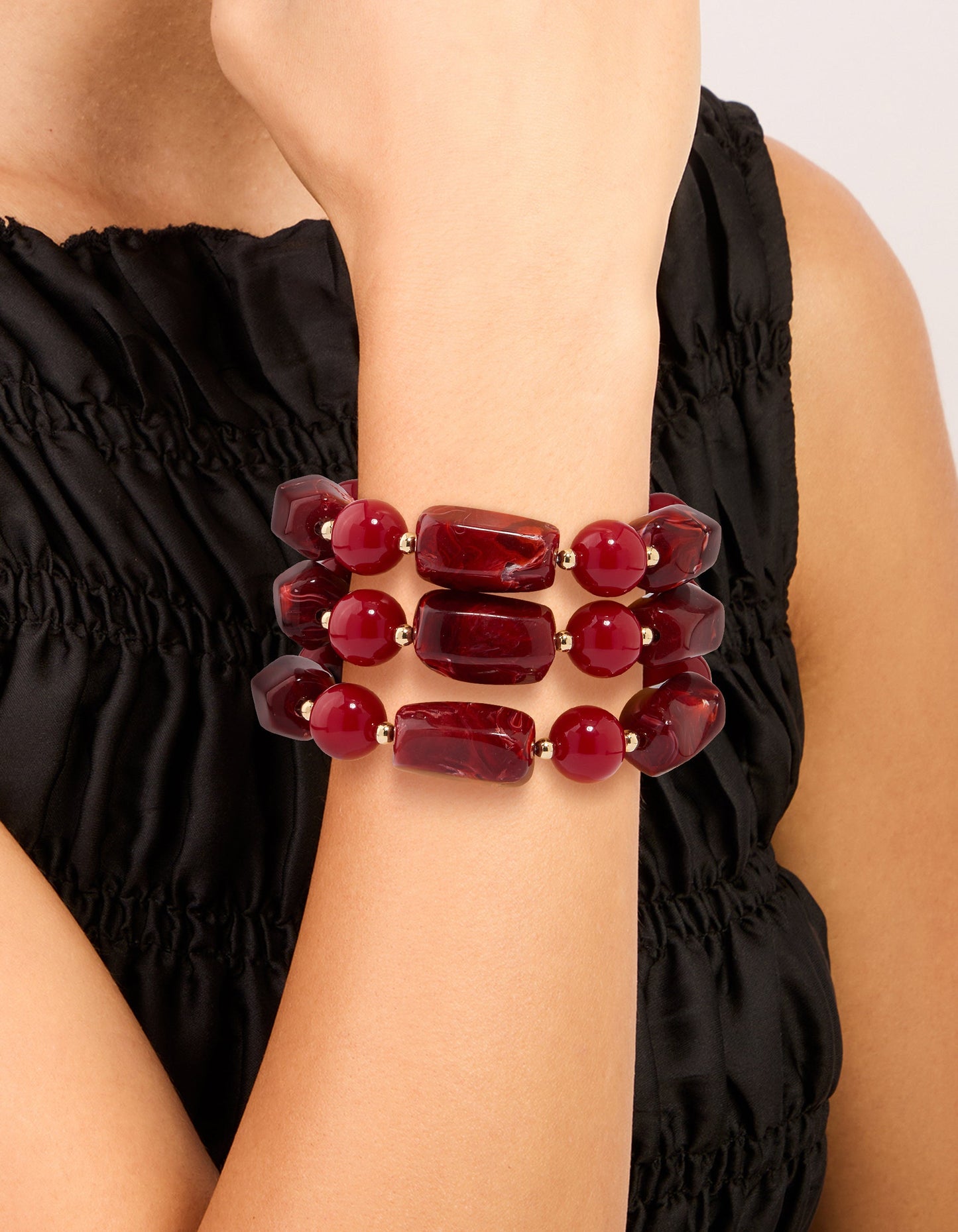 Red Beaded Long Bracelet
