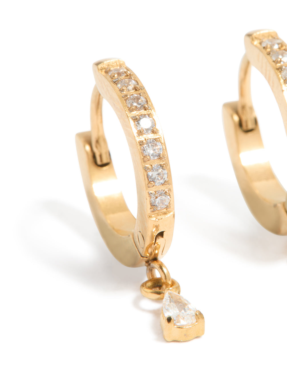 Gold Plated Surgical Steel Cubic Zirconia Pavé Huggie Earrings 2-Pack