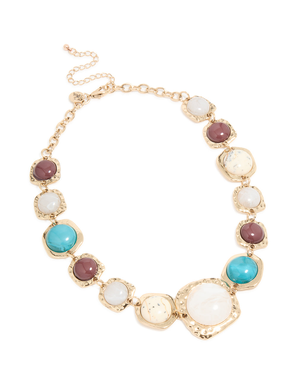 Organic Neutral & Turquoise Stone Necklace