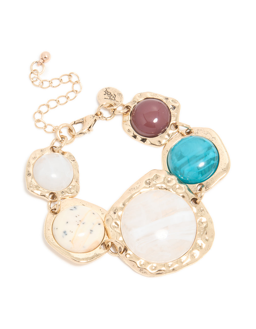 Gold Multicoloured Organic Stones Bracelet