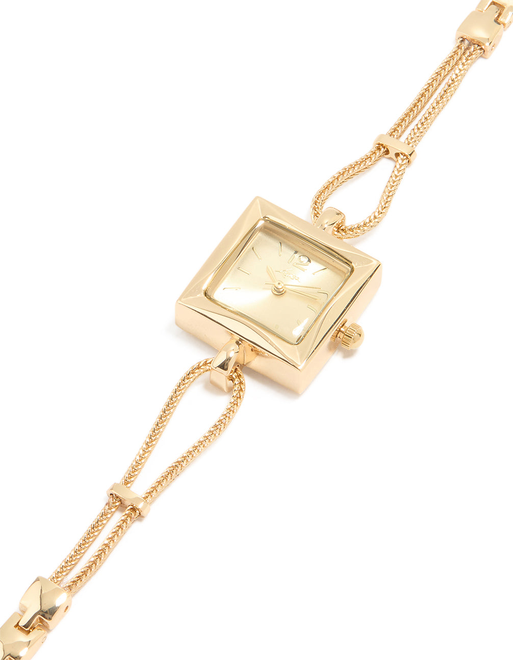 Gold Square Toggle Chain Watch