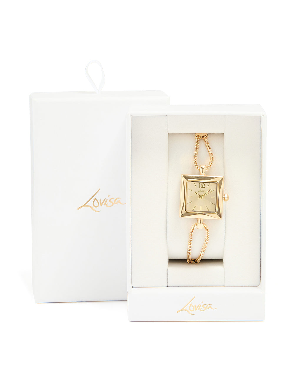 Gold Square Toggle Chain Watch