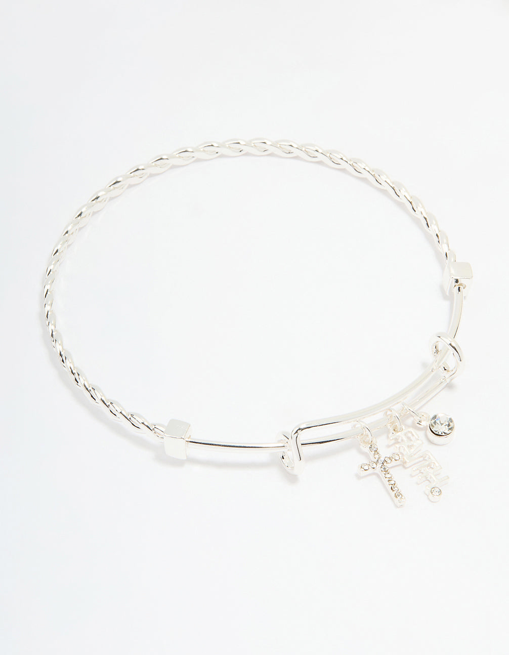 Silver Plated Cross & Faith Bangle