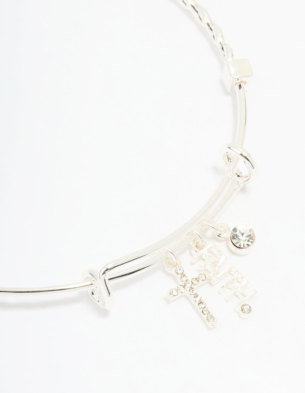 Silver Plated Cross & Faith Bangle
