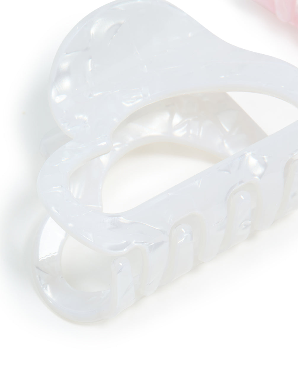 White & Pink Acrylic Small Heart Claw Clips 2-Pack