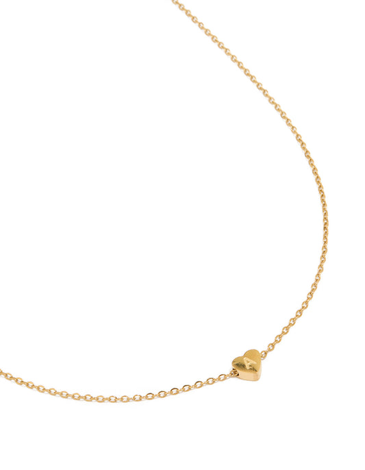 Waterproof Gold Plated Stainless Steel Mini Heart Letter A Necklace