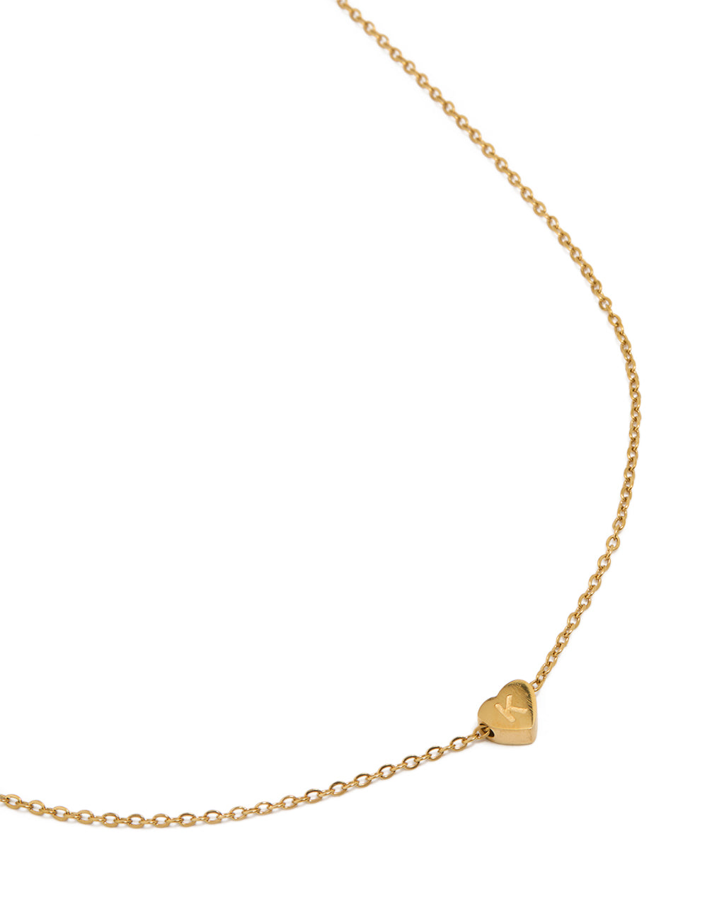 Waterproof Gold Plated Stainless Steel Mini Heart Letter K Necklace