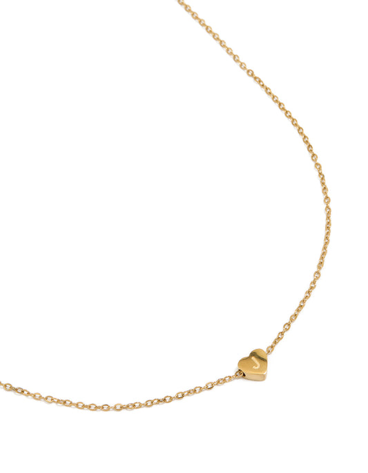 Waterproof Gold Plated Stainless Steel Mini Heart Letter J Necklace