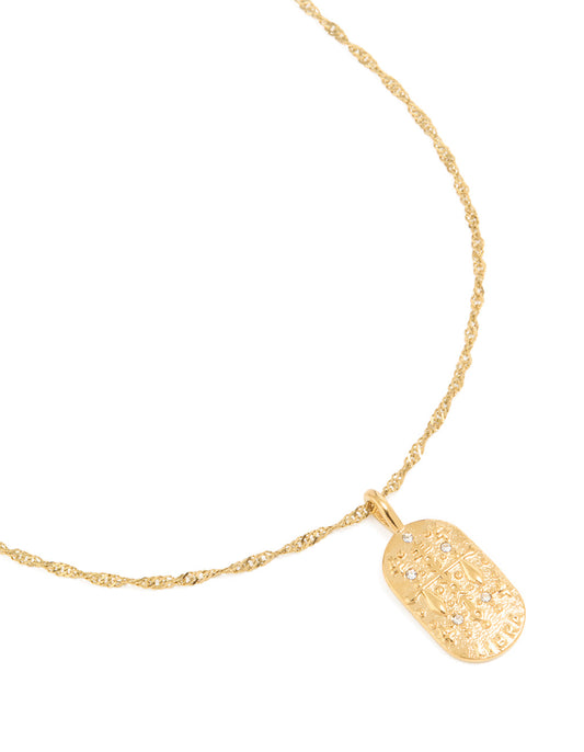 Waterproof Gold Plated Stainless Steel Libra Tab Necklace