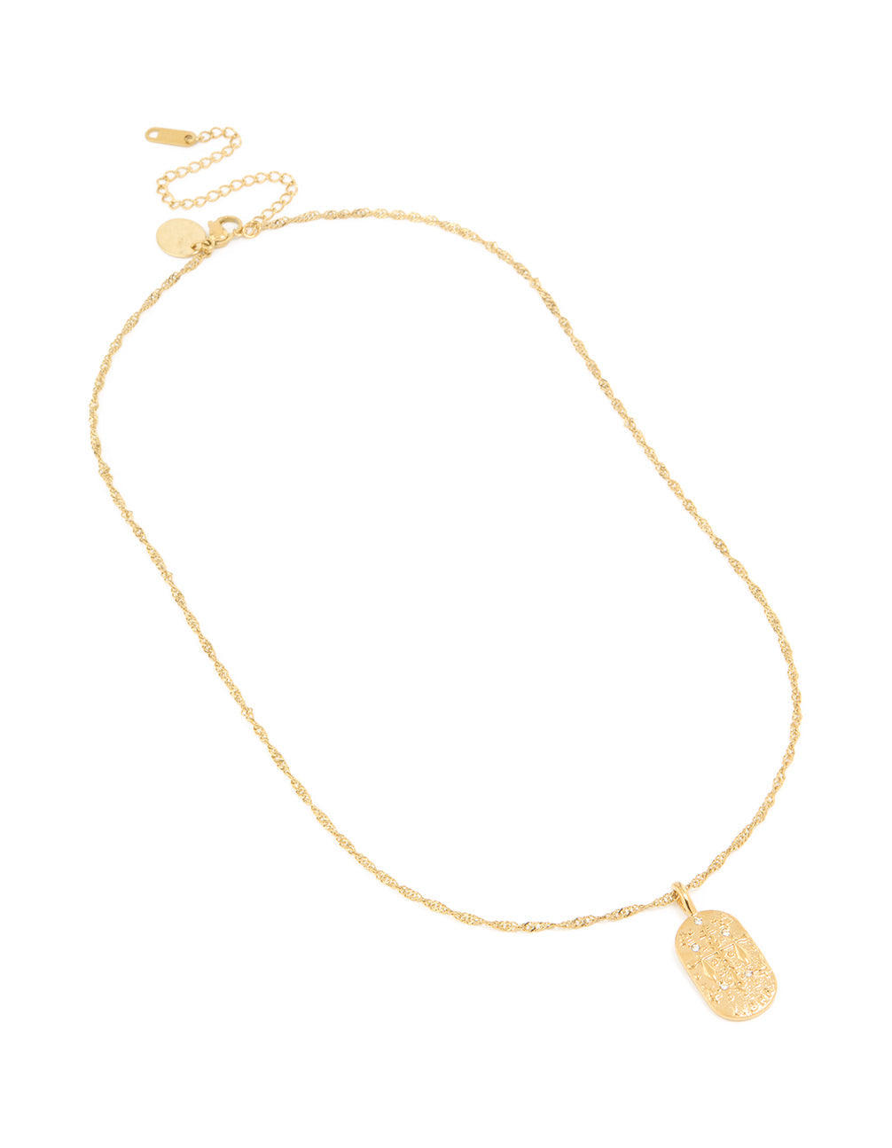 Waterproof Gold Plated Stainless Steel Libra Tab Necklace
