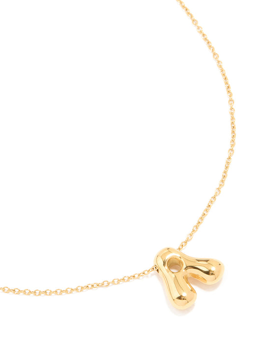 Waterproof Gold Plated Stainless Steel Large Bubble Letter A Necklace