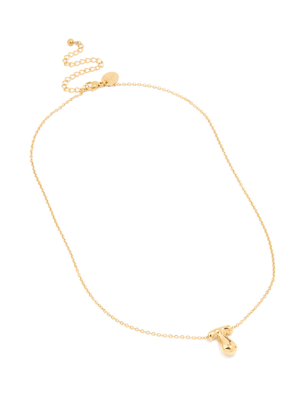 Waterproof Gold Plated Stainless Steel Large Bubble Letter T Necklace