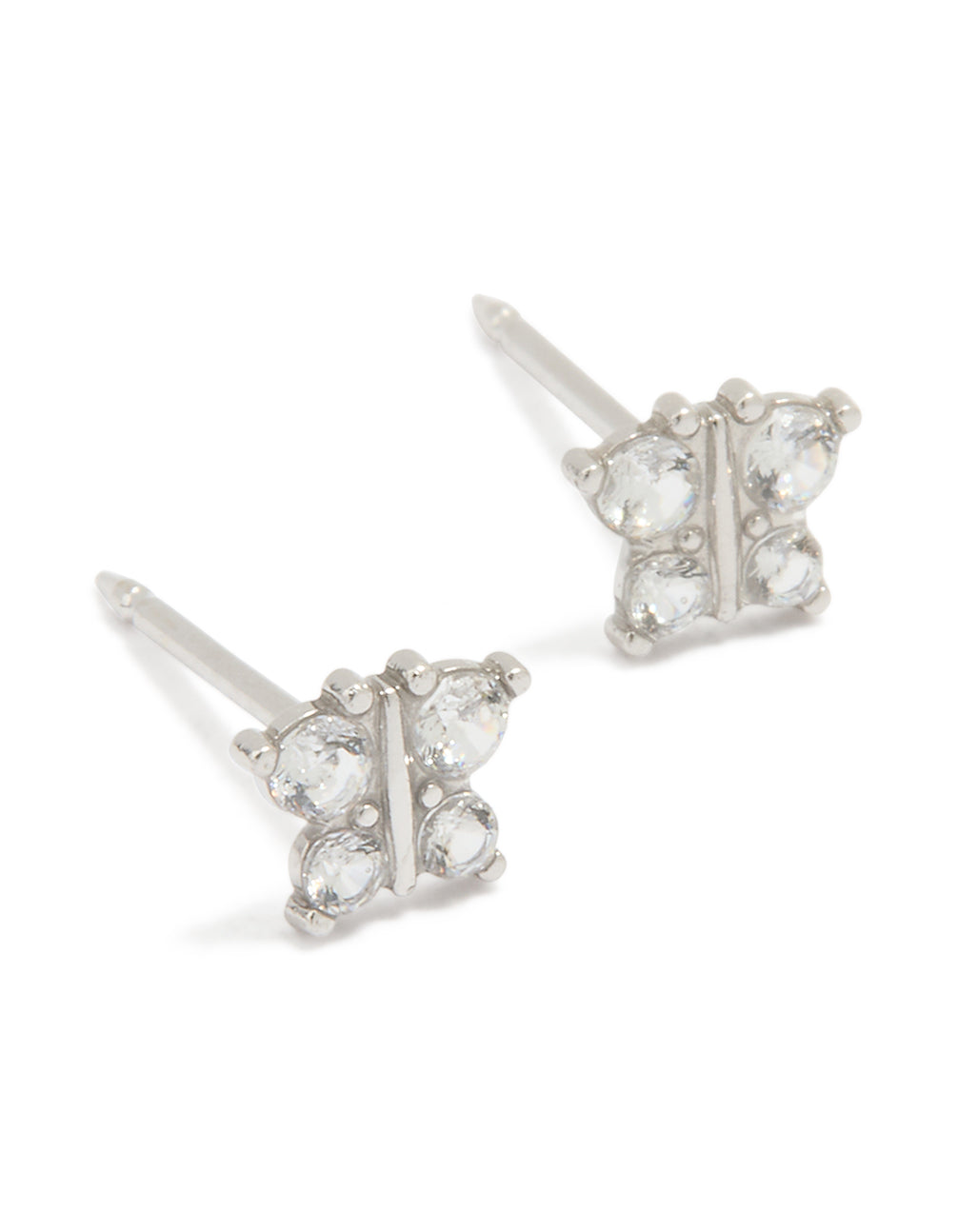 14K White Gold Cubic Zirconia Butterfly Piercing Stud