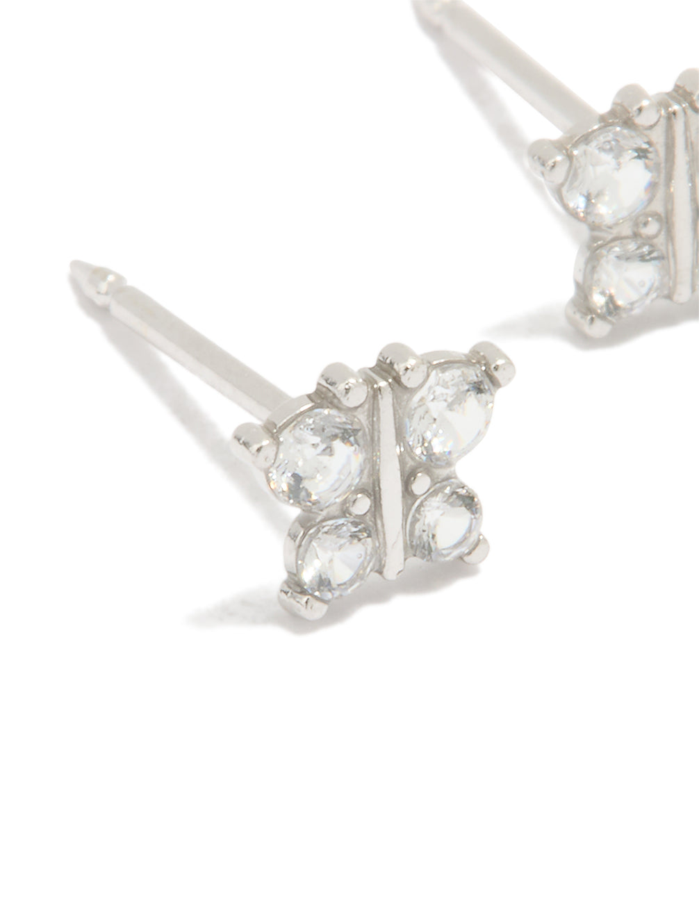 14K White Gold Cubic Zirconia Butterfly Piercing Stud