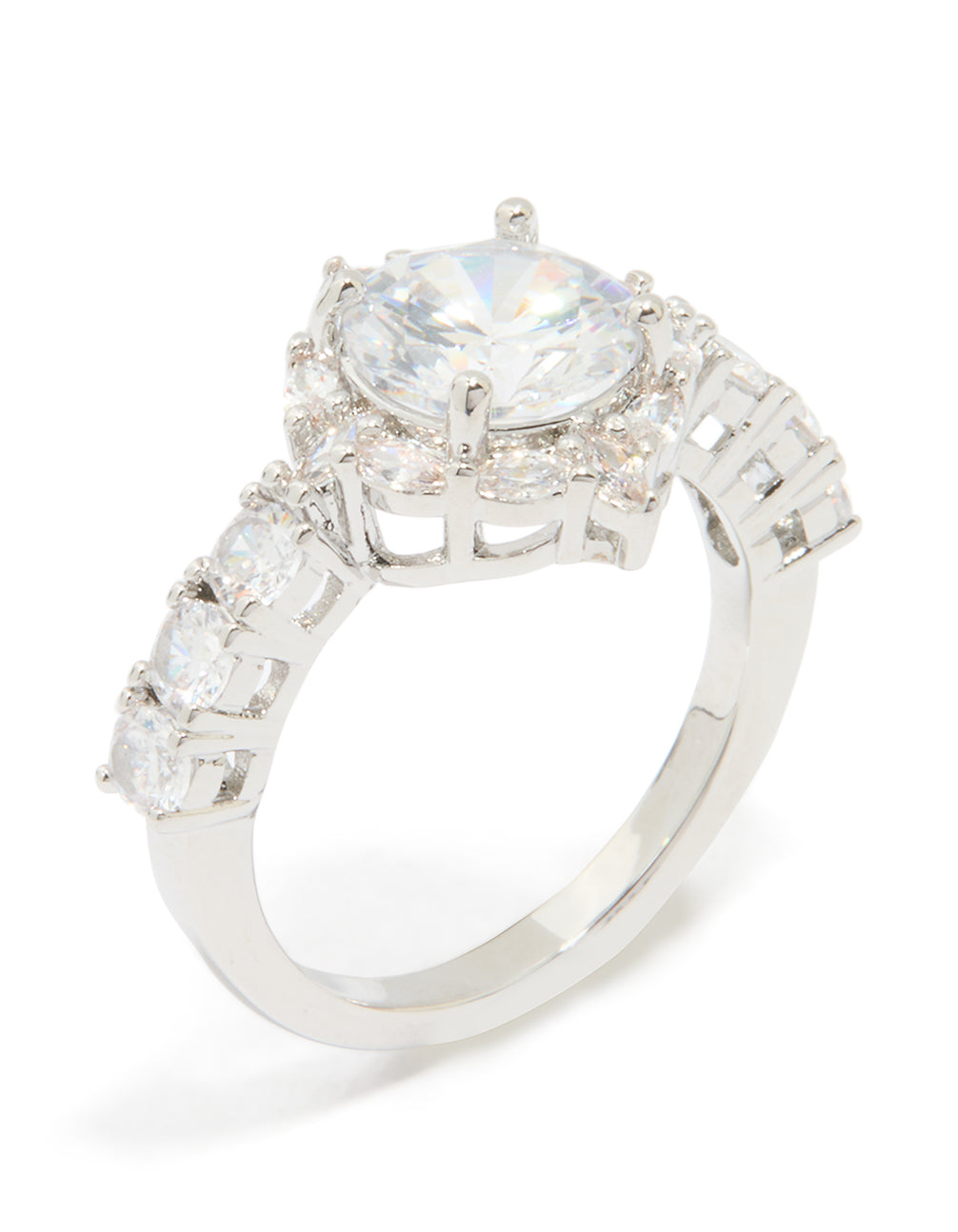 Silver Cubic Zirconia Circle Thin Ring