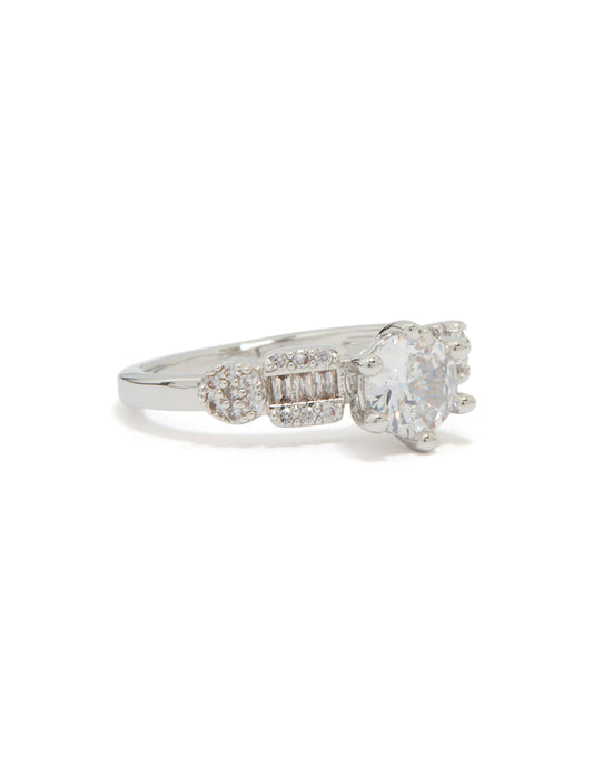 Silver Cubic Zirconia Small Round Ring