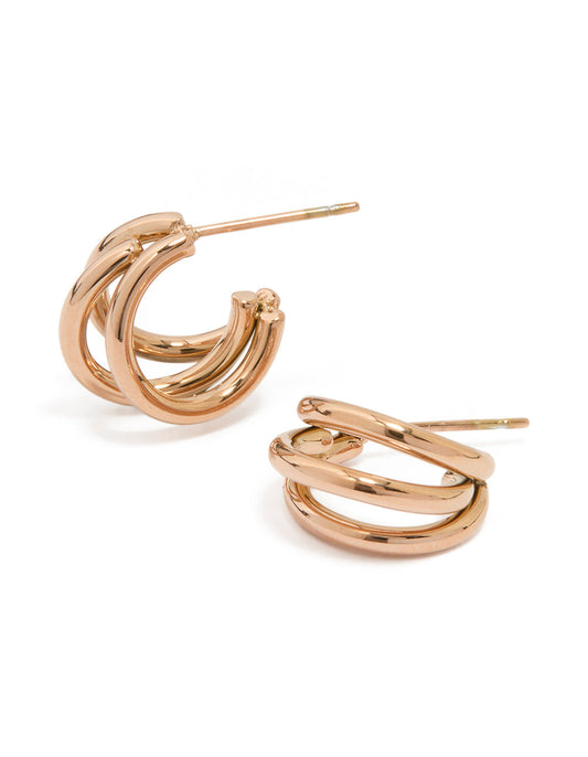 Rose Gold Plated Surgical Steel Double Hoop Earrings