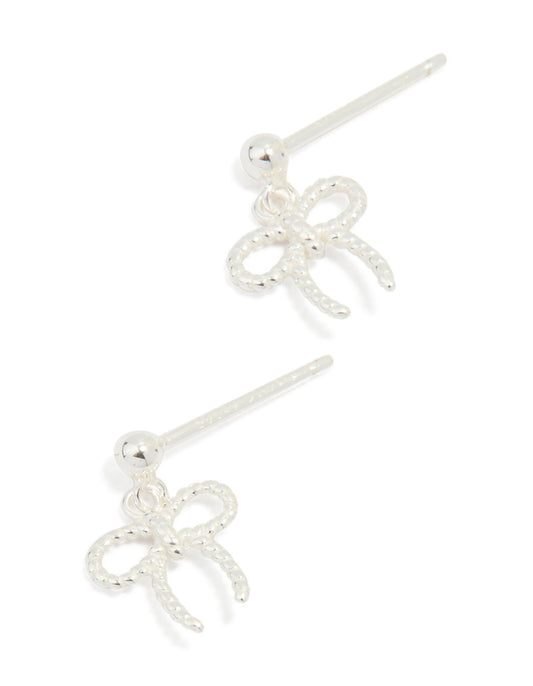 Sterling Silver Bow Drop Earrings