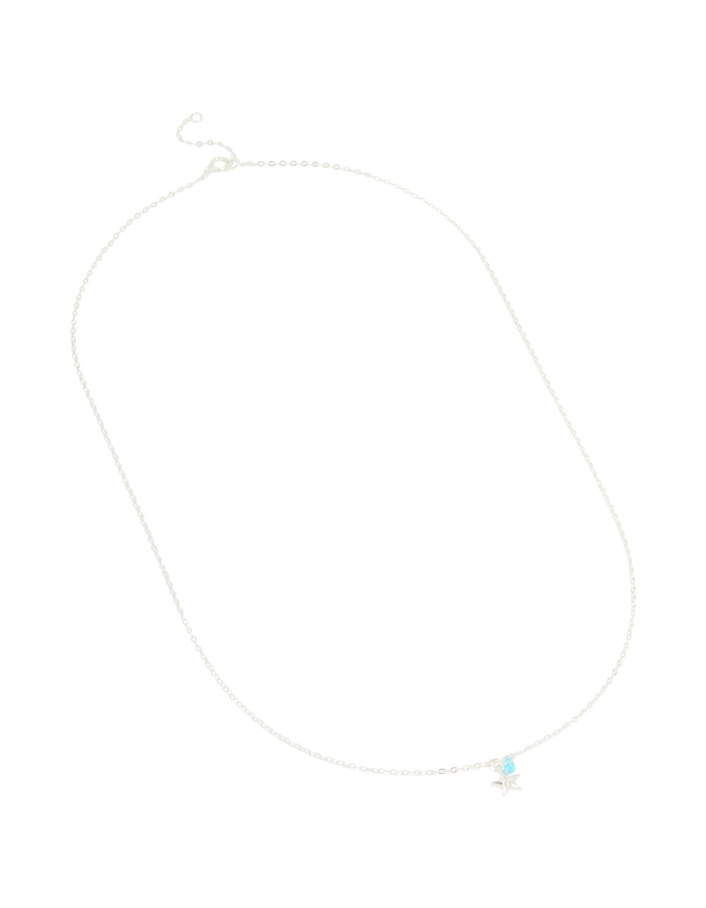 Sterling Silver Blue Cubic Zirconia & Starfish Pendant Necklace