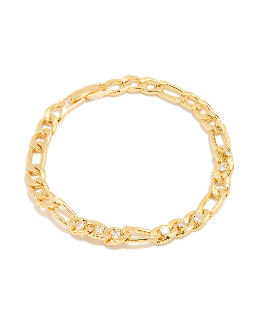 Gold Cubic Zirconia Large Chain Bracelet