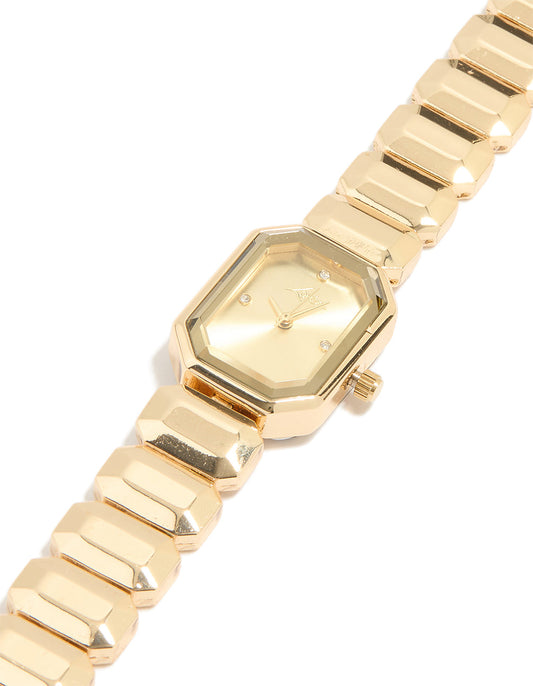 Gold Rectangle Face Watch