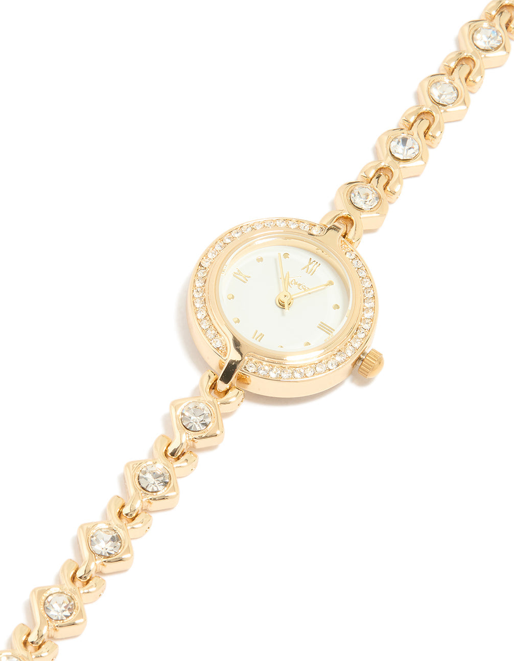 Gold Diamante Dainty Round Watch