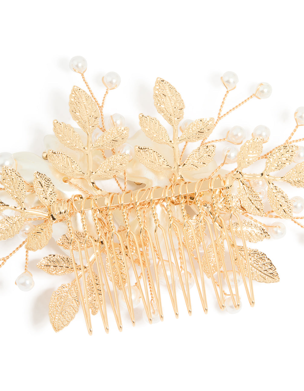 Gold Pearlised Flower Comb