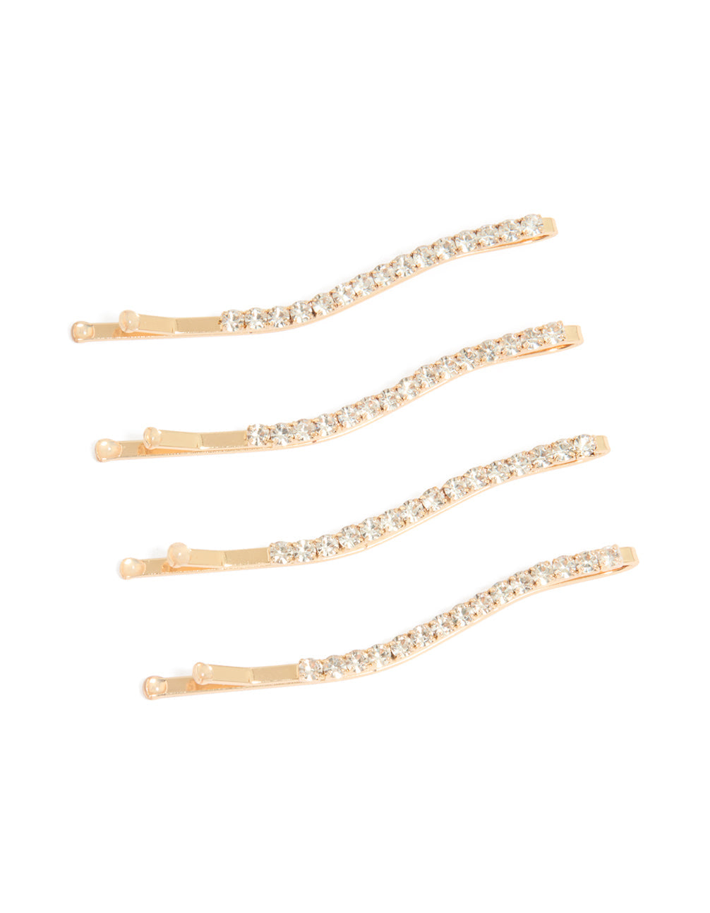 Gold Diamante Wavy Hair Clips 4-Pack