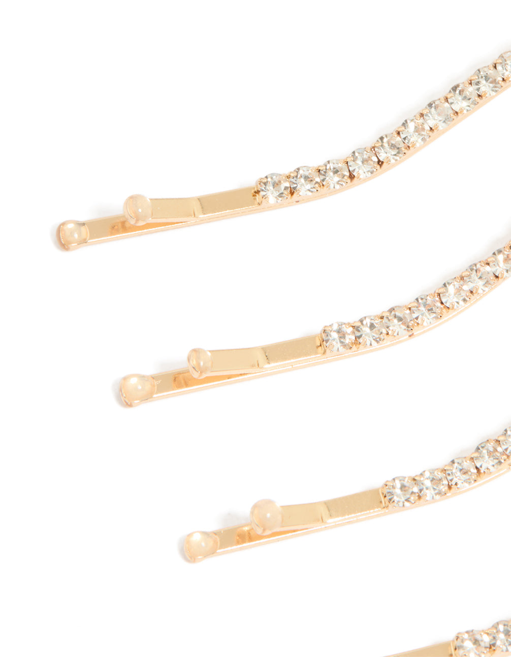Gold Diamante Wavy Hair Clips 4-Pack