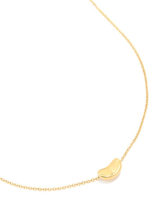 Waterproof Gold Plated Stainless Steel Small Bean Pendant Necklace