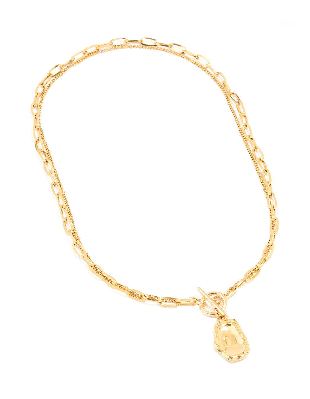 Waterproof Gold Plated Stainless Steel Molten Pendant Layered Necklace