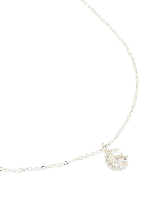 Silver Plated Cubic Zirconia Celestial Pendant Necklace