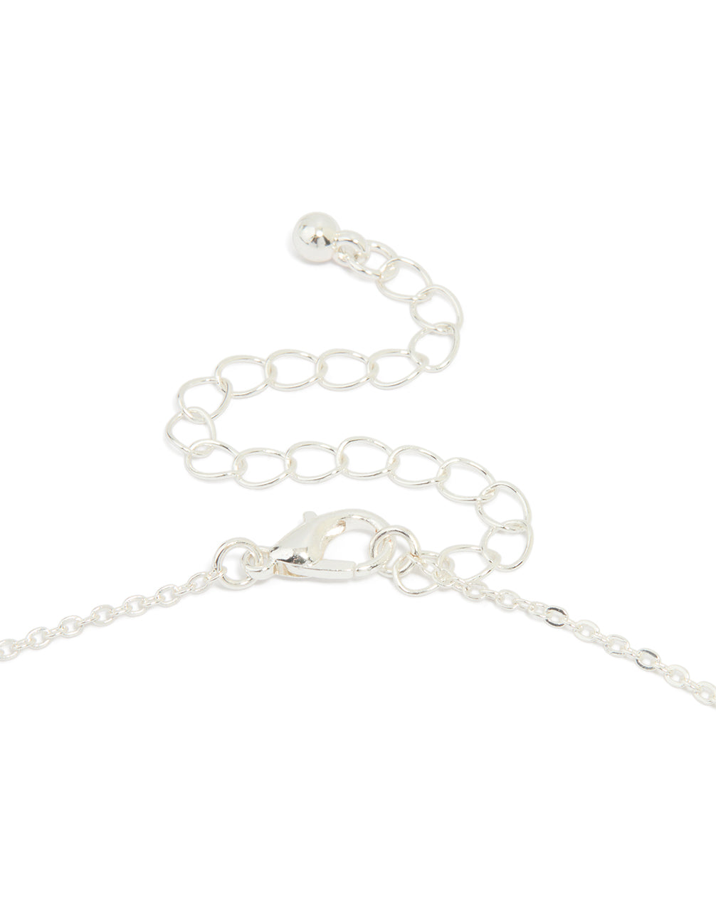 Silver Plated Cubic Zirconia Heart & Bow Pendant Necklace