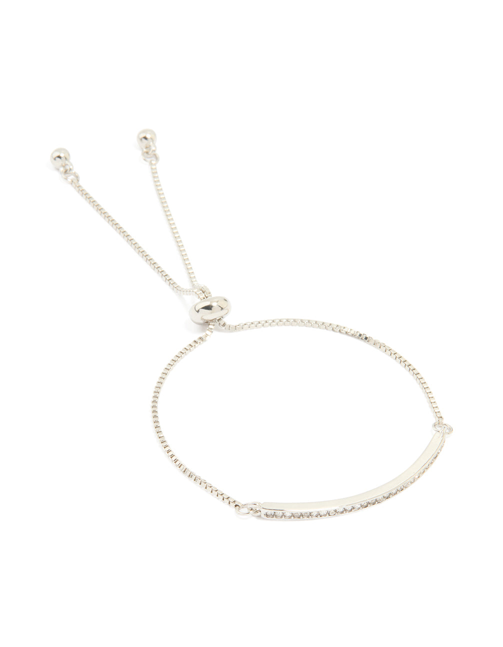 Silver Diamante Pavé Toggle Bracelet