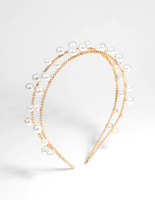 Gold Scattered Pearl Layered Headband